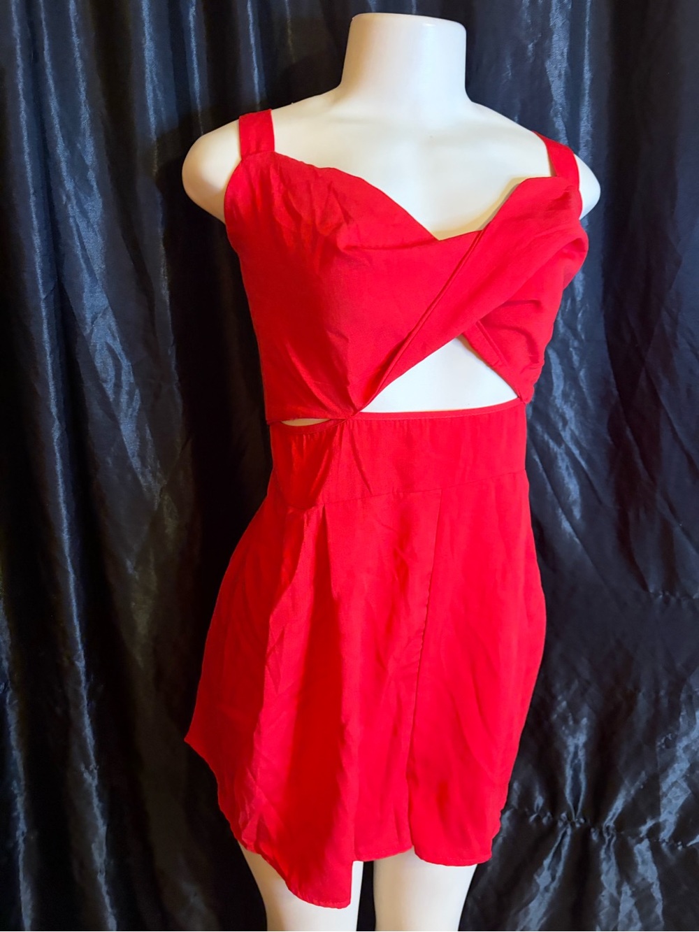 SHEIN Bright Red Twist Cutout Mini Dress